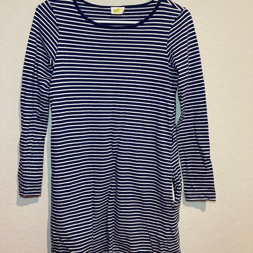 CRAZY EIGHT: Navy blue and white dress with pockets